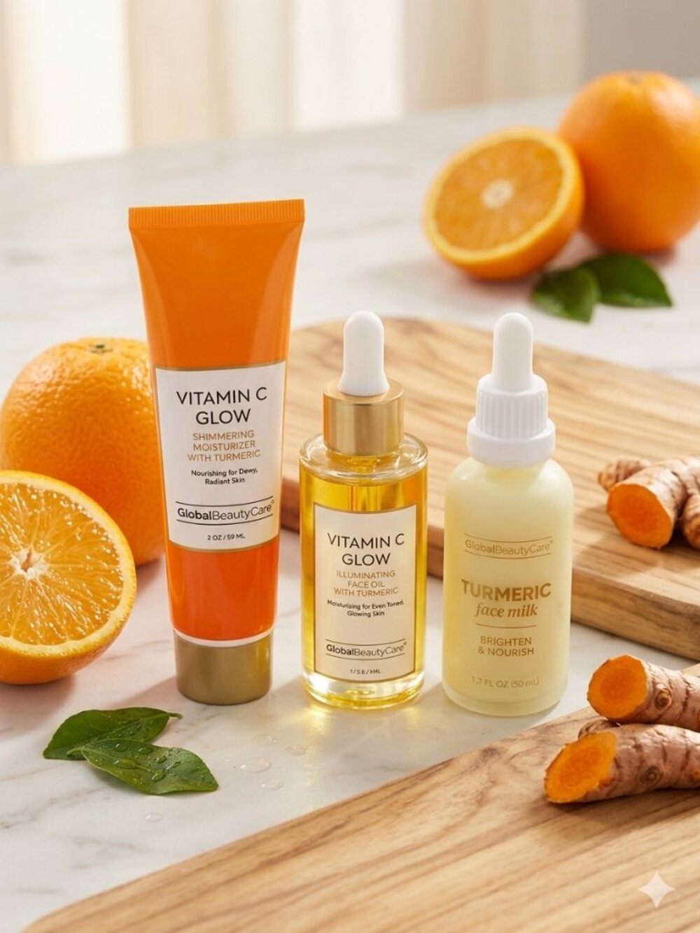 Global Beauty Care Vitamin C Glow & Turmeric 3-Piece Skincare Set –